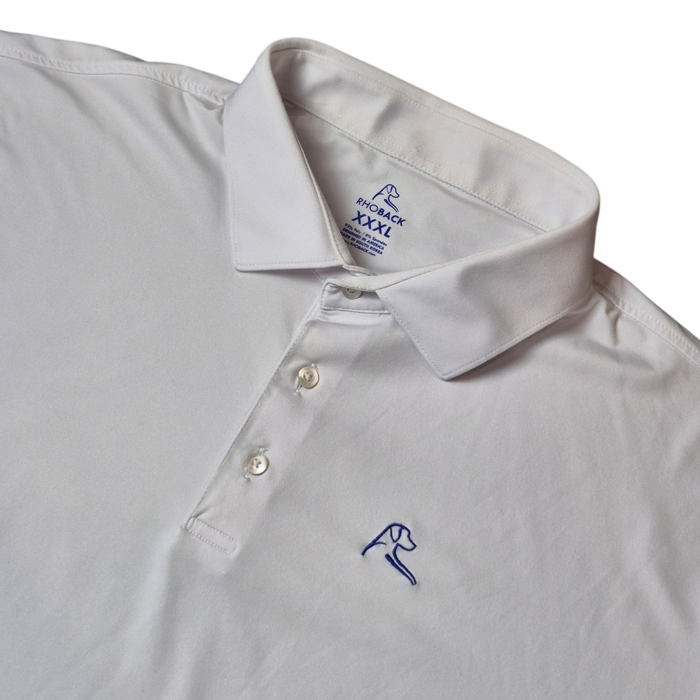 Rhoback Men's XXXL Performance Golf Polo White Stretch Athletic Country Club
